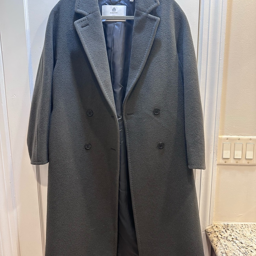 Aritzia Dark Gray Double-Breasted Pea Coat